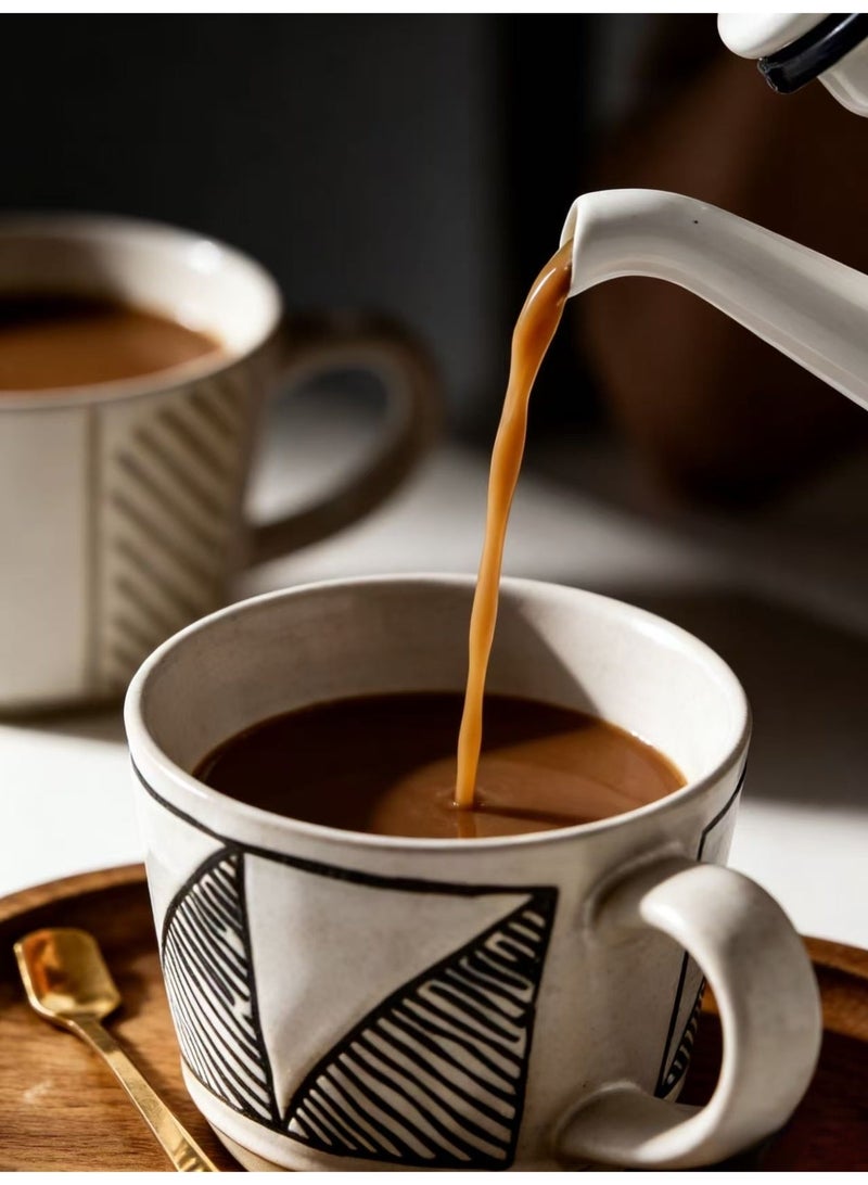 فناجين قهوة سيراميك عالية الجودة - سعة 350 مل - تصميم فم عريض - كوب سيراميك للقهوة والشاي واللاتي - Image 4